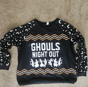 Black Halloween Sweatshirt with Orange and White Design